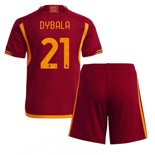 Fotbalové Dres AS Roma Paulo Dybala #21 Dětské Domácí 2023-24 Krátký Rukáv (+ trenýrky)